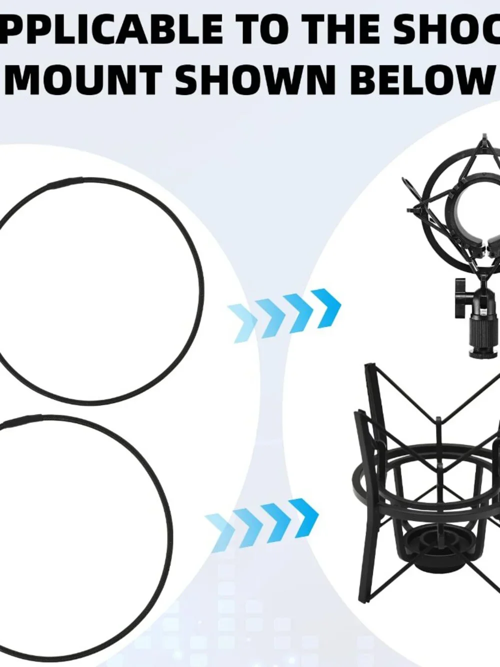 8PCS Microphone Shock Mount Rubber Ring, Black Universal Elastic Bands Replaceme